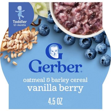 Gerber Oatmeal & Barley - Vanilla Berry Cereal, 4.5 oz