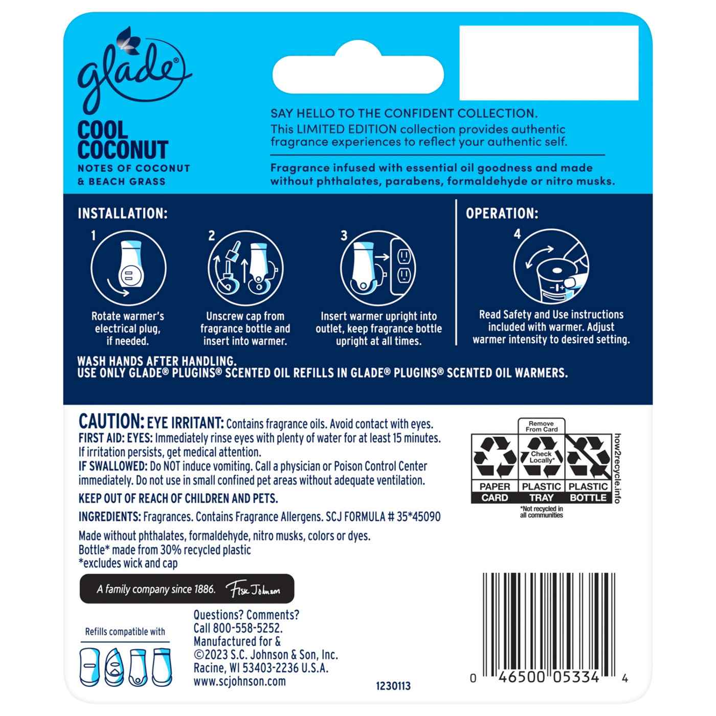 Glade PlugIns Scented Oil Air Freshener, Cool Coconut Limited Edition, 1.34 oz Total; image 3 of 8