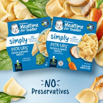 Gerber Toddler Simply Pick Ups Ravioli - Cheese & Spinach + Chicken & Carrot
