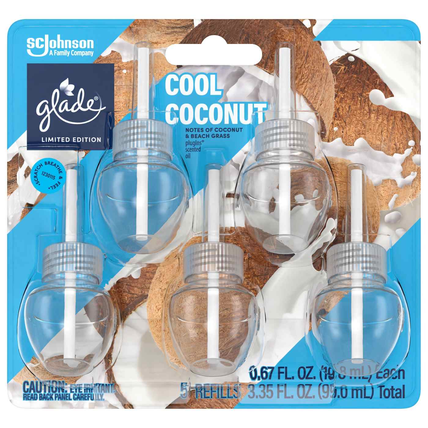 Glade PlugIns Scented Oil Air Freshener, Cool Coconut Limited Edition, 3.35 oz Total; image 1 of 8