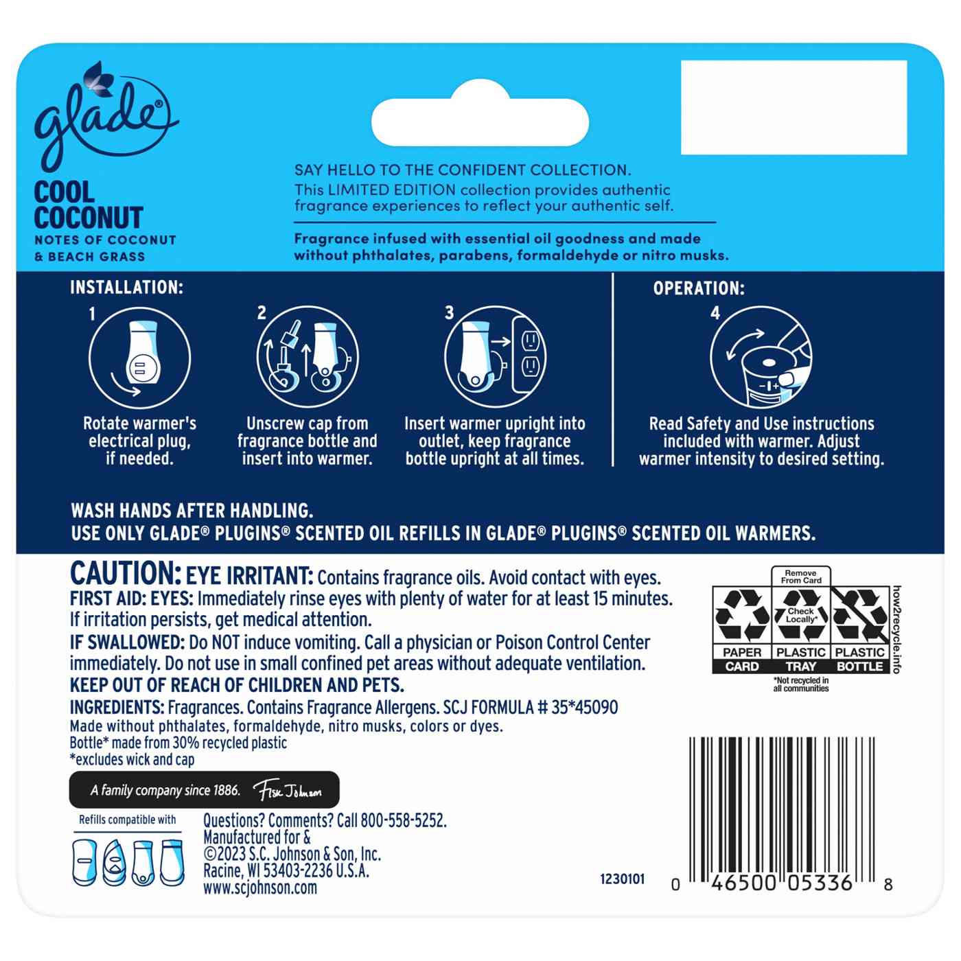 Glade PlugIns Scented Oil Air Freshener, Cool Coconut Limited Edition, 3.35 oz Total; image 4 of 8