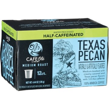 CAFE Olé by H-E-B Half Caffeinated Texas Pecan Medium Roast Single Serve Pods