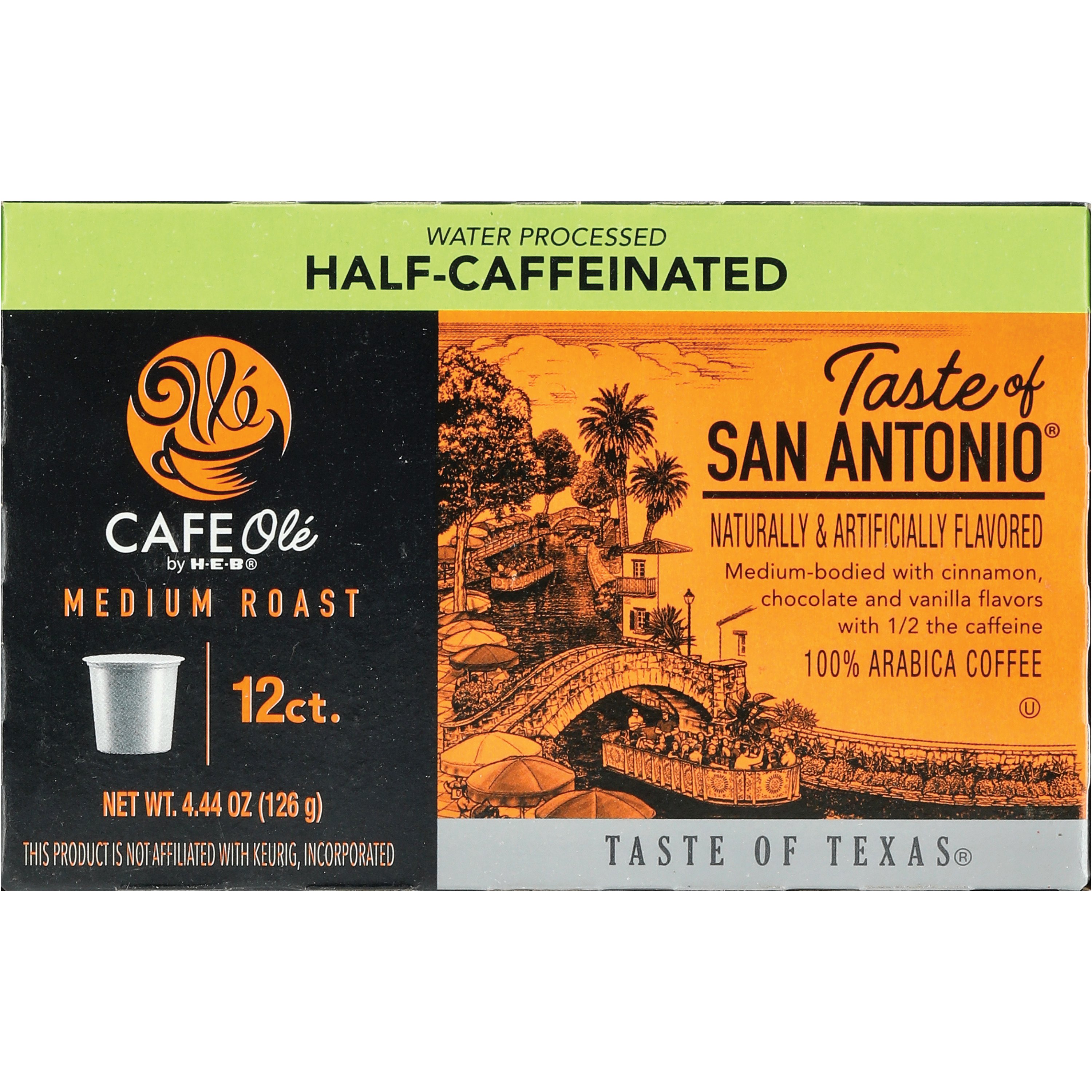 CAFE Ol by H-E-B Half Caffeinated Taste of San Antonio Medium Roast Single  Serve Pods
