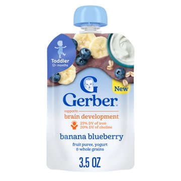 Gerber Baby Food Pouch - Banana Blueberry Yogurt