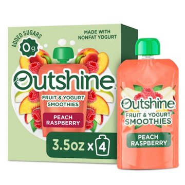 Outshine Fruit & Yogurt Smoothies - Peach Raspberry, 3.5 oz Pouches