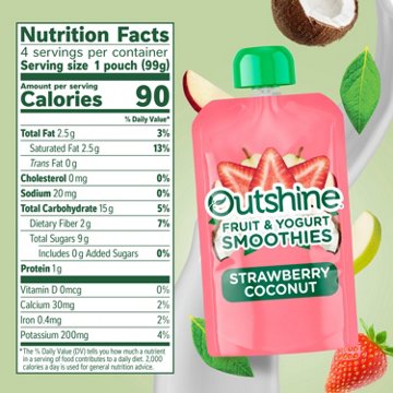 Outshine Fruit & Yogurt Smoothies - Strawberry Coconut, 3.5 oz Pouches