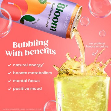 Bloom Zero Sugar Sparkling Energy Drink - Peach Mango