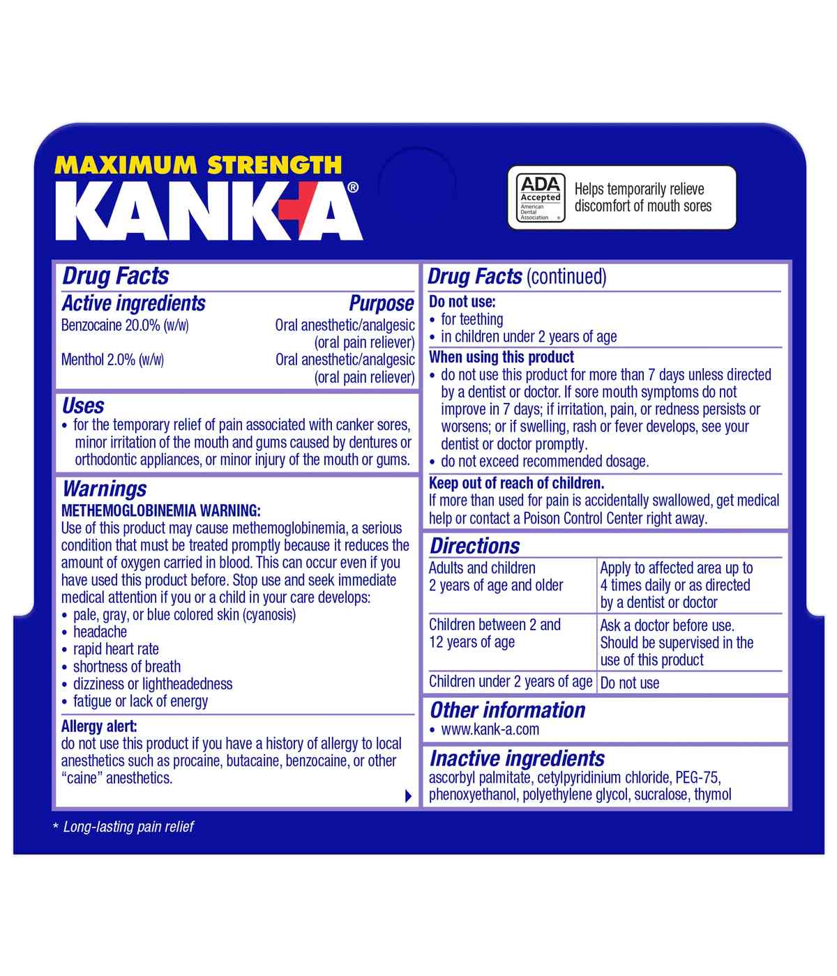 Kanka Triple Action Canker Sores & Oral Pain Relief Gel; image 2 of 2