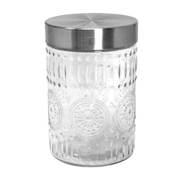 Blue Harbor Medallion Round Glass Storage Jar, 44 oz