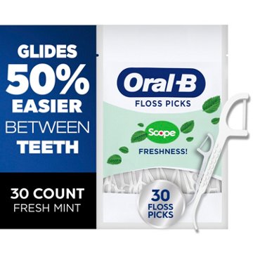 Oral-B Travel Size Pack Floss Picks - Scope Fresh Mint, 30 ct