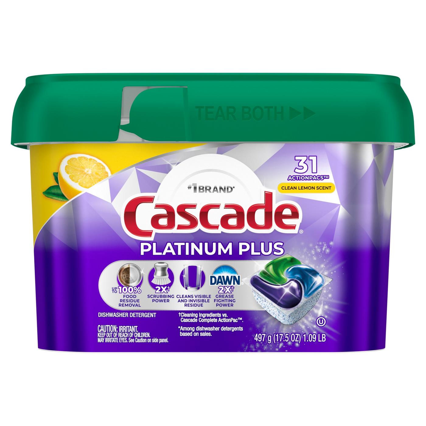 Cascade Platinum Plus Dishwasher Pods, Lemon Scent; image 1 of 10