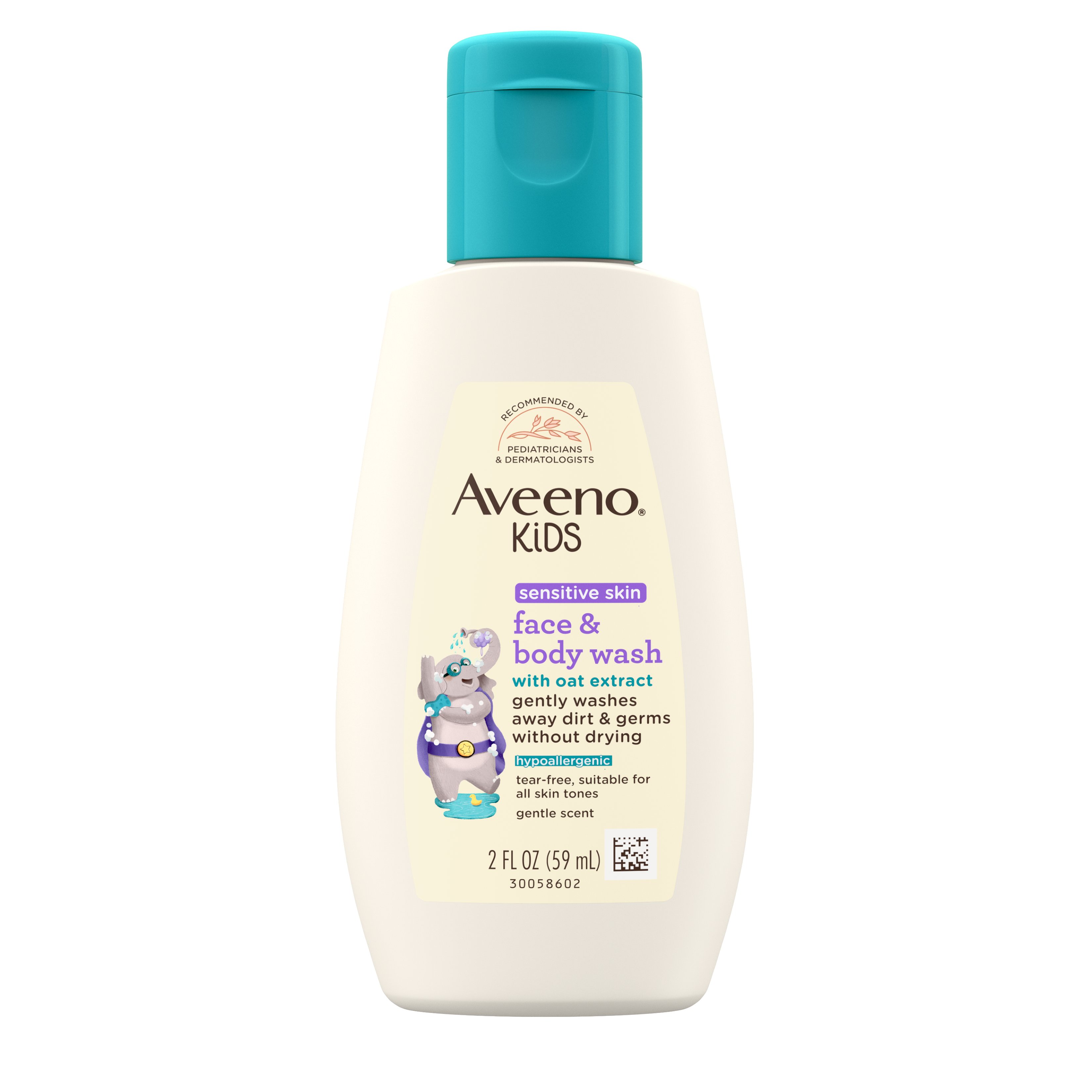 Aveeno Kids Sensitive Skin Face & Body Wash 2 fl oz product package