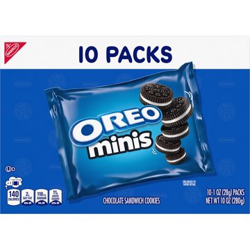 OREO Mini Chocolate Sandwich Cookies Multipack 1 oz Bags, 10 ct