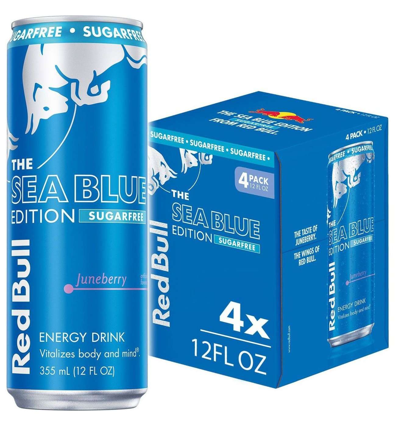 Red Bull Sugar Free Sea Blue Edition Juneberry Energy Drink 4 pk Cans; image 1 of 8