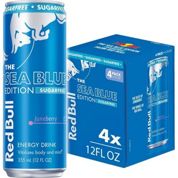 Red Bull Sugar Free Sea Blue Edition Juneberry Energy Drink 4 pk Cans, 12 oz