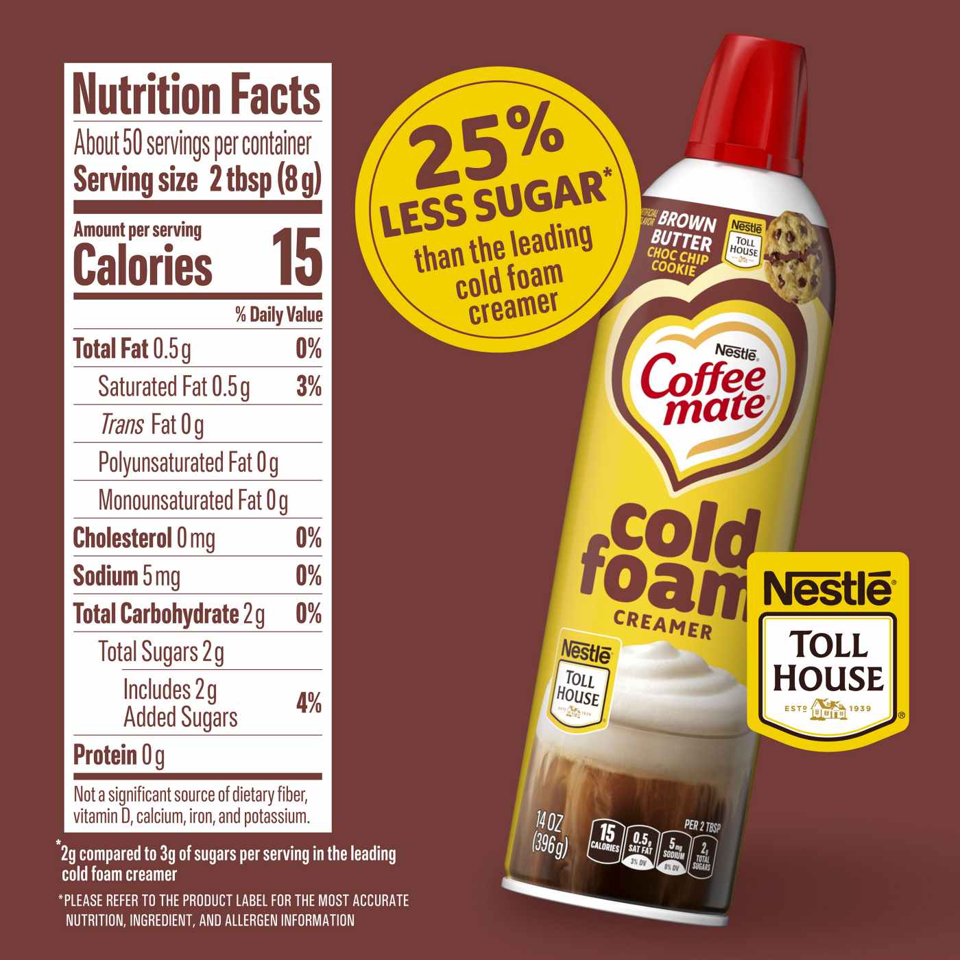 Nestle Coffee Mate Cold Foam Creamer - Brown Butter Choc Chip Cookie; image 7 of 8