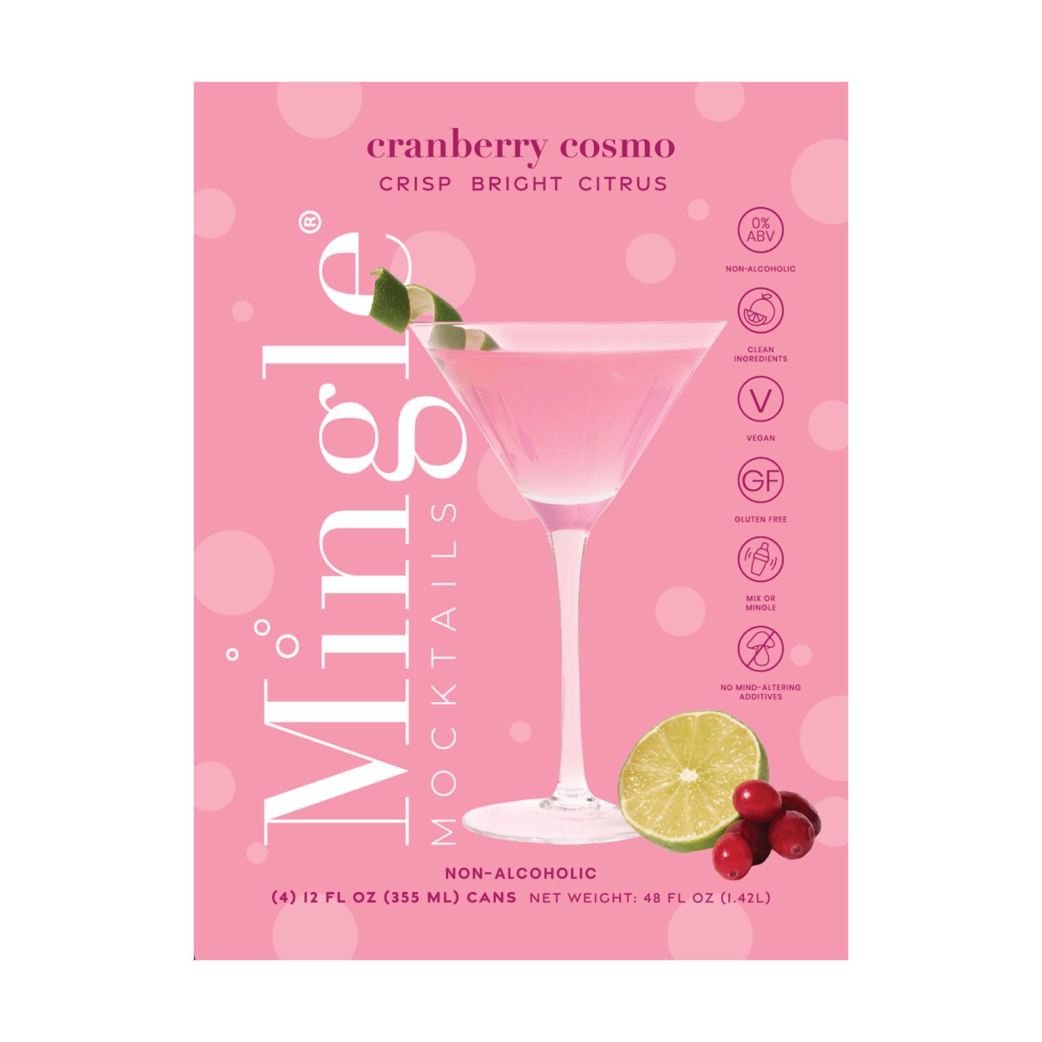 Mingle Mocktails Cranberry Cosmo Non Alcoholic 4 pk Cans - Shop