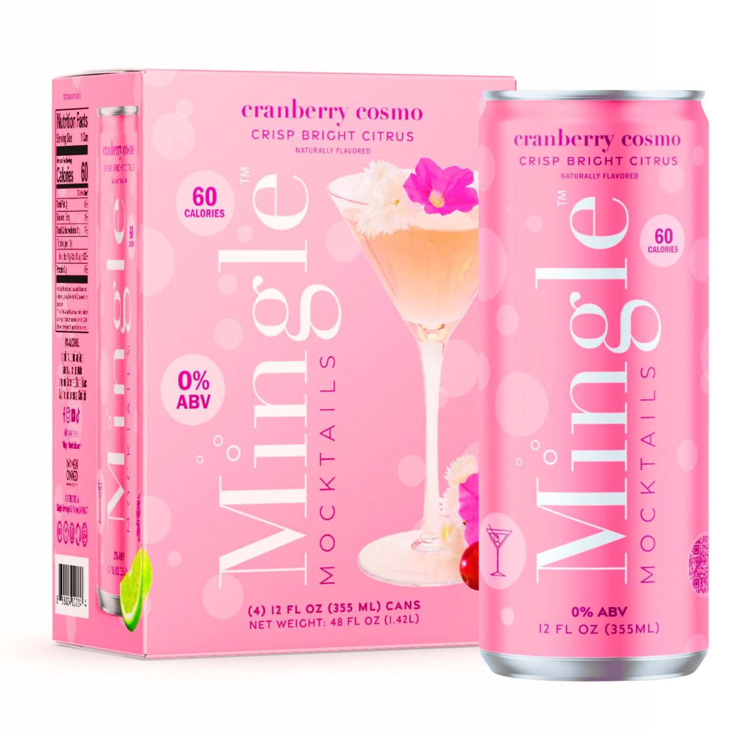 Mingle Mocktails Cranberry Cosmo Non Alcoholic 4 pk Cans - Shop