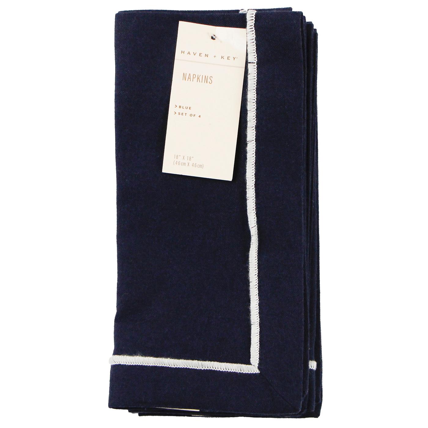 Haven + Key Cloth Napkin Set - Blue with White Embroidery, 4 pk - Shop ...