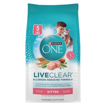 Purina ONE LiveClear Allergen-Reducing Cat Food Dry Formula - Real Chicken As The Number One Ingredient, 5 lb
