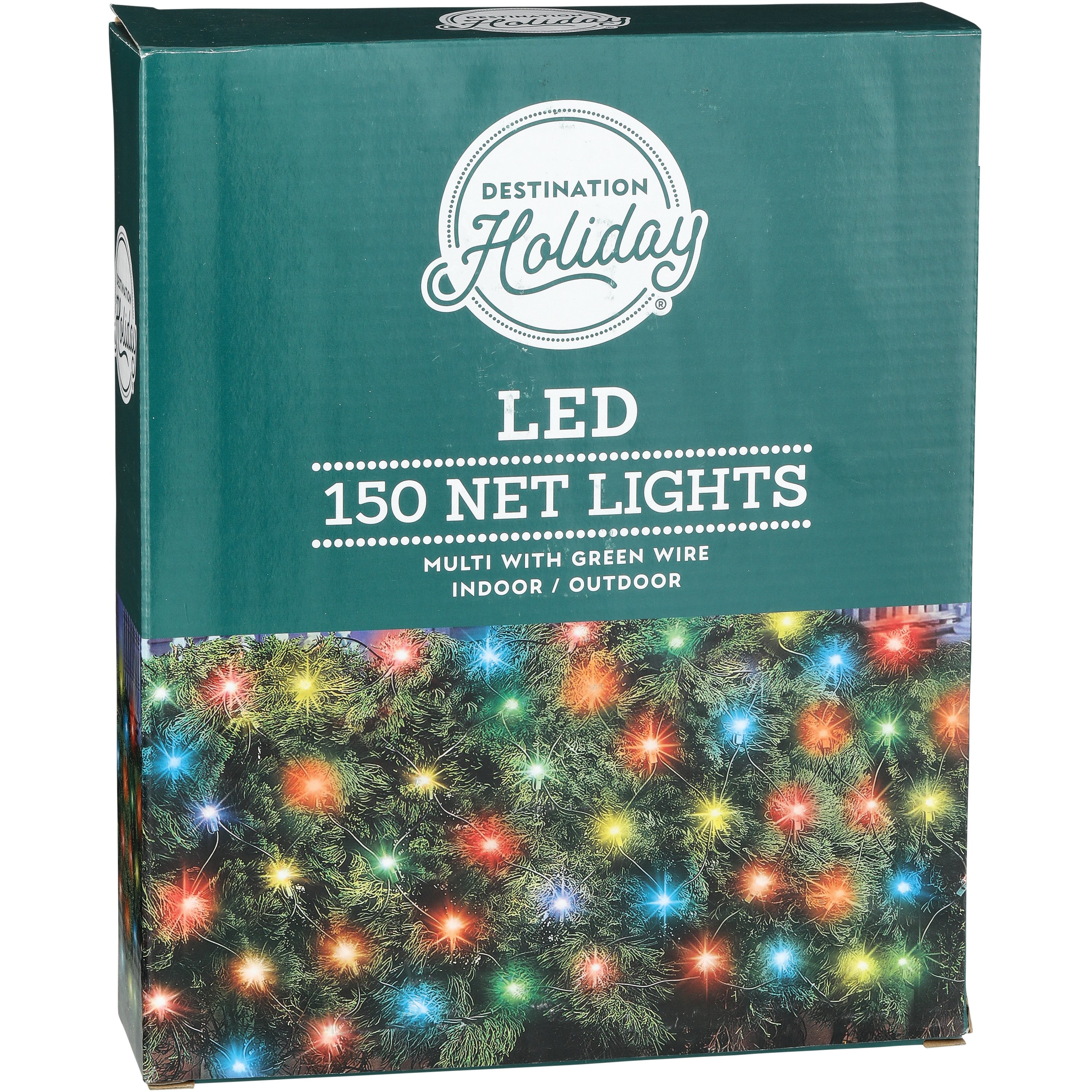 Destination Holiday 150 Count LED Multi Color Net Lights - Green Wire ...