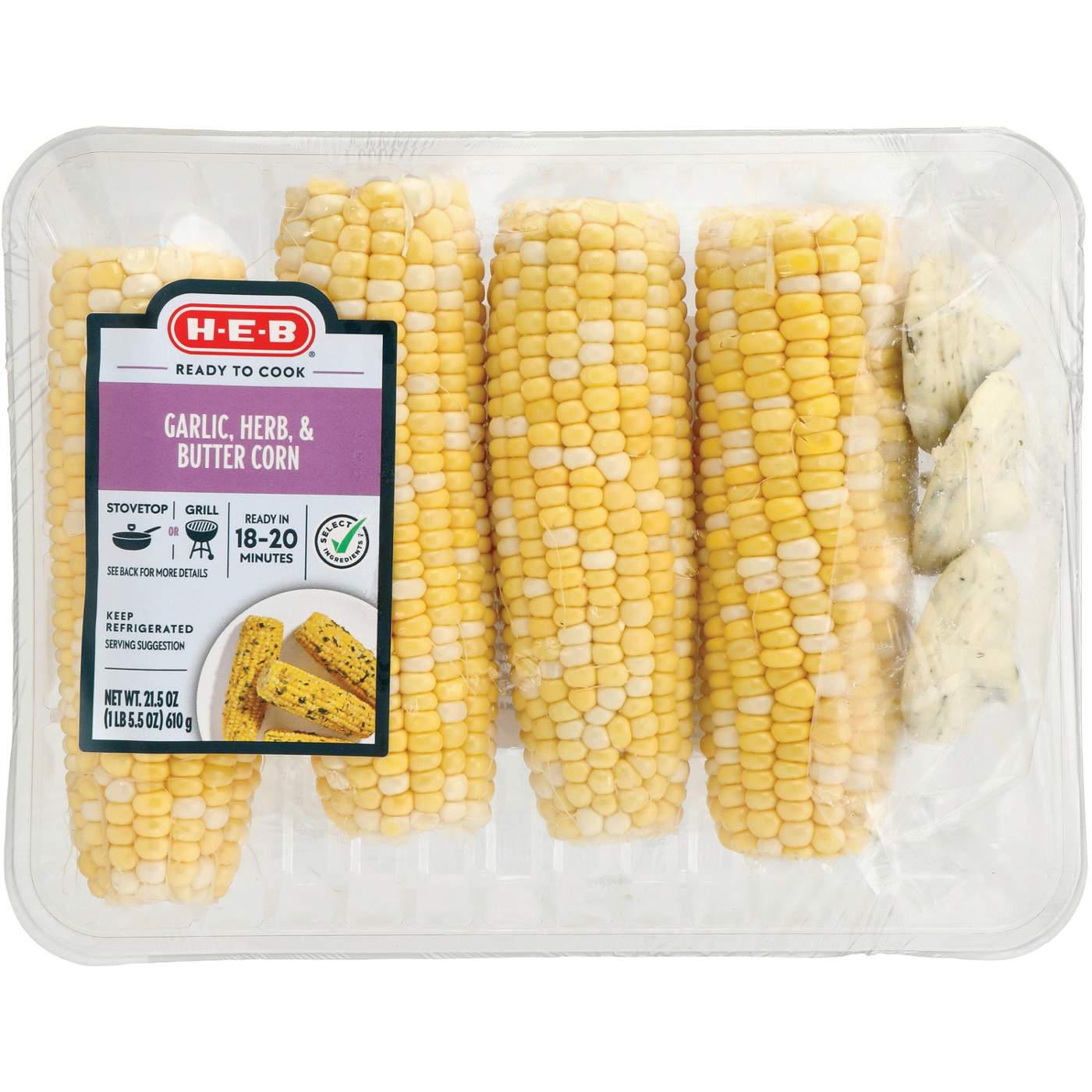 H-E-B Side Solutions - Garlic Herb Butter Corn; image 1 of 4