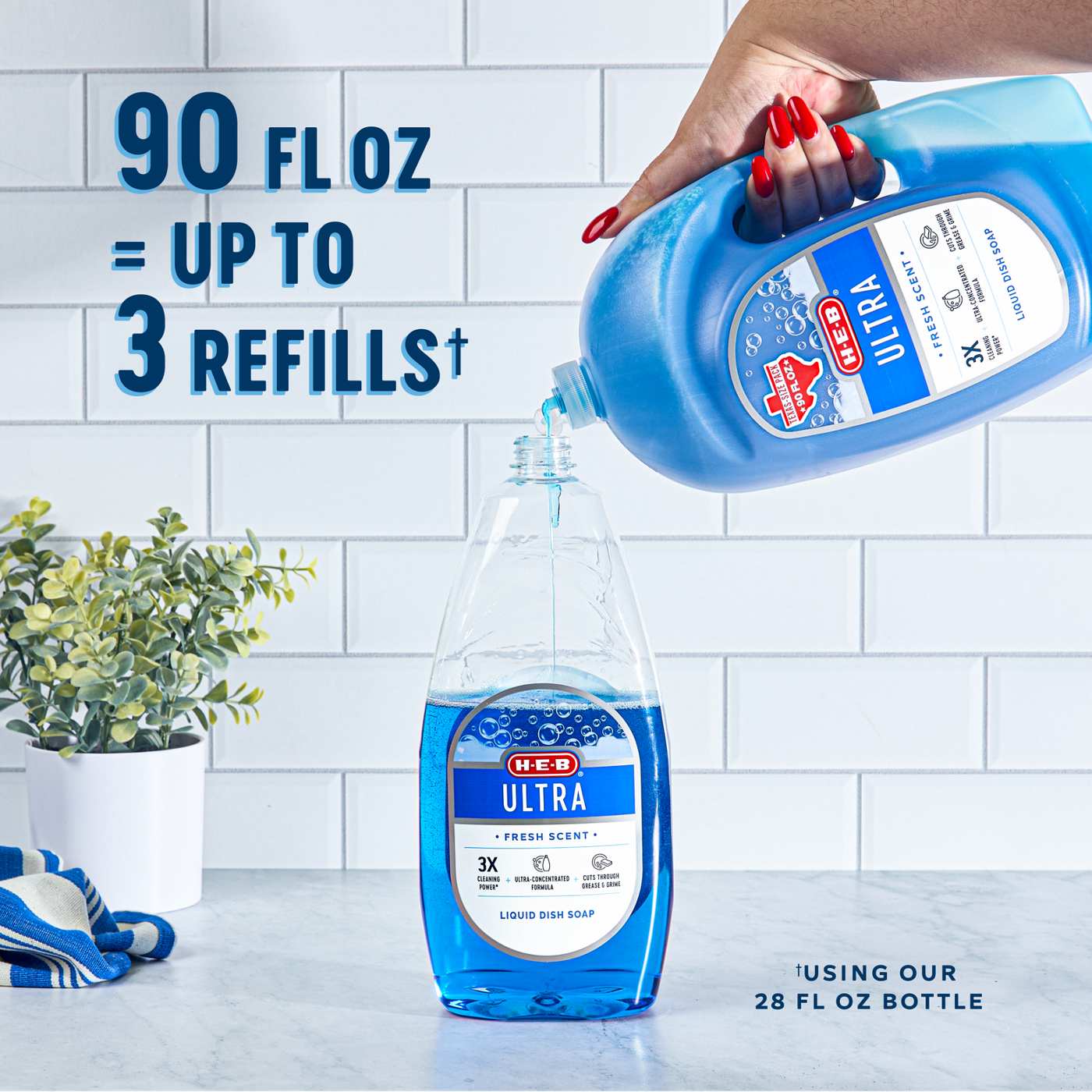 H-E-B Ultra Liquid Dish Soap, Texas Size Pack - Fresh Scent; image 3 of 7