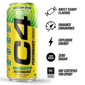 C4 Performance Zero Sugar Energy Drink - Sour Gummy Splash