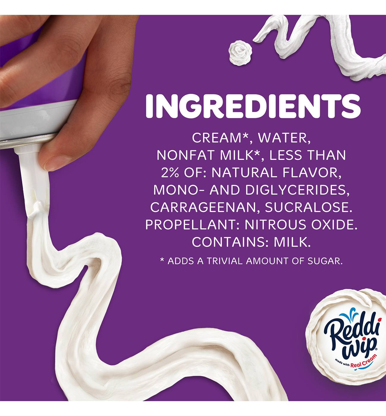 Reddi Wip Zero Sugar Keto Friendly Whipped Topping Made with Real Cream; image 2 of 4