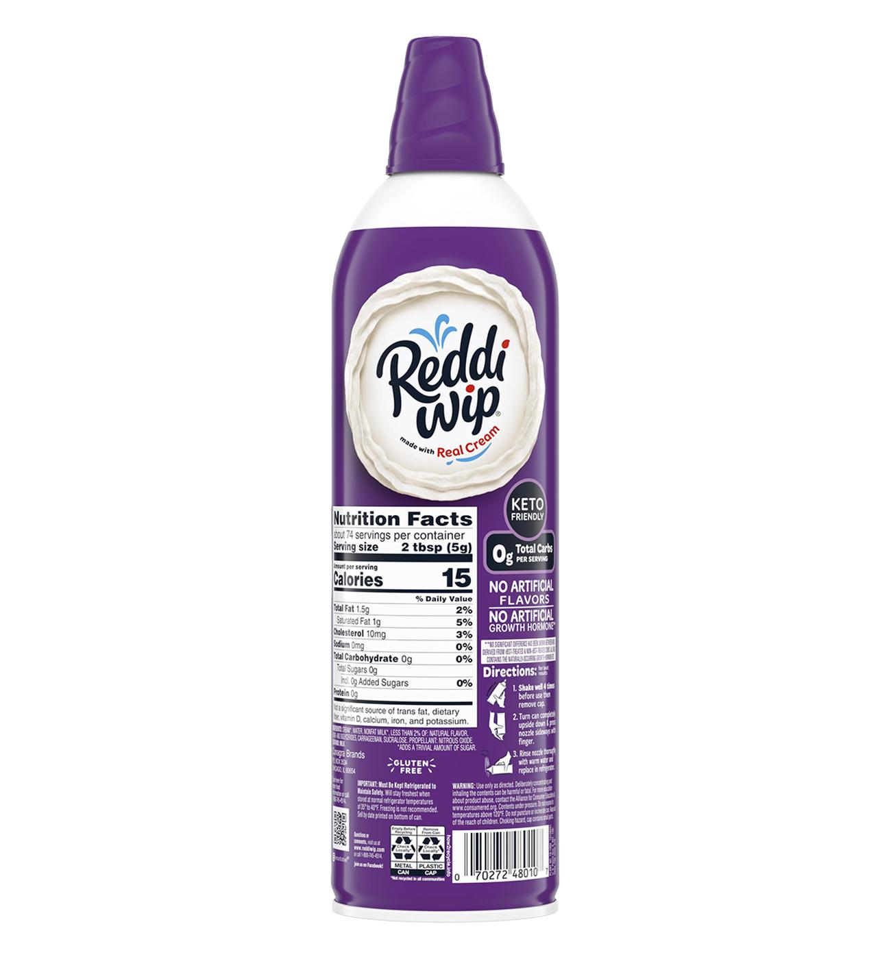 Reddi Wip Zero Sugar Keto Friendly Whipped Topping Made with Real Cream; image 4 of 4