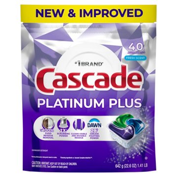 Cascade Platinum Plus Dishwasher Pods - Fresh Scent, 40 ct