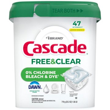Cascade Free & Clear Dishwasher Pods - Lemon Essence Scent