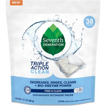 Seventh Generation Triple Action Auto Dishwasher Packs - Fresh & Clear, 38 ct