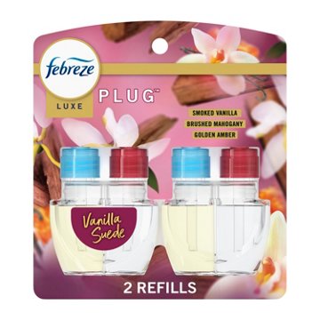 Febreze Luxe Plug In Air Freshener Odor-Fighting Scented Oil Refill - Vanilla Suede, 2 ct