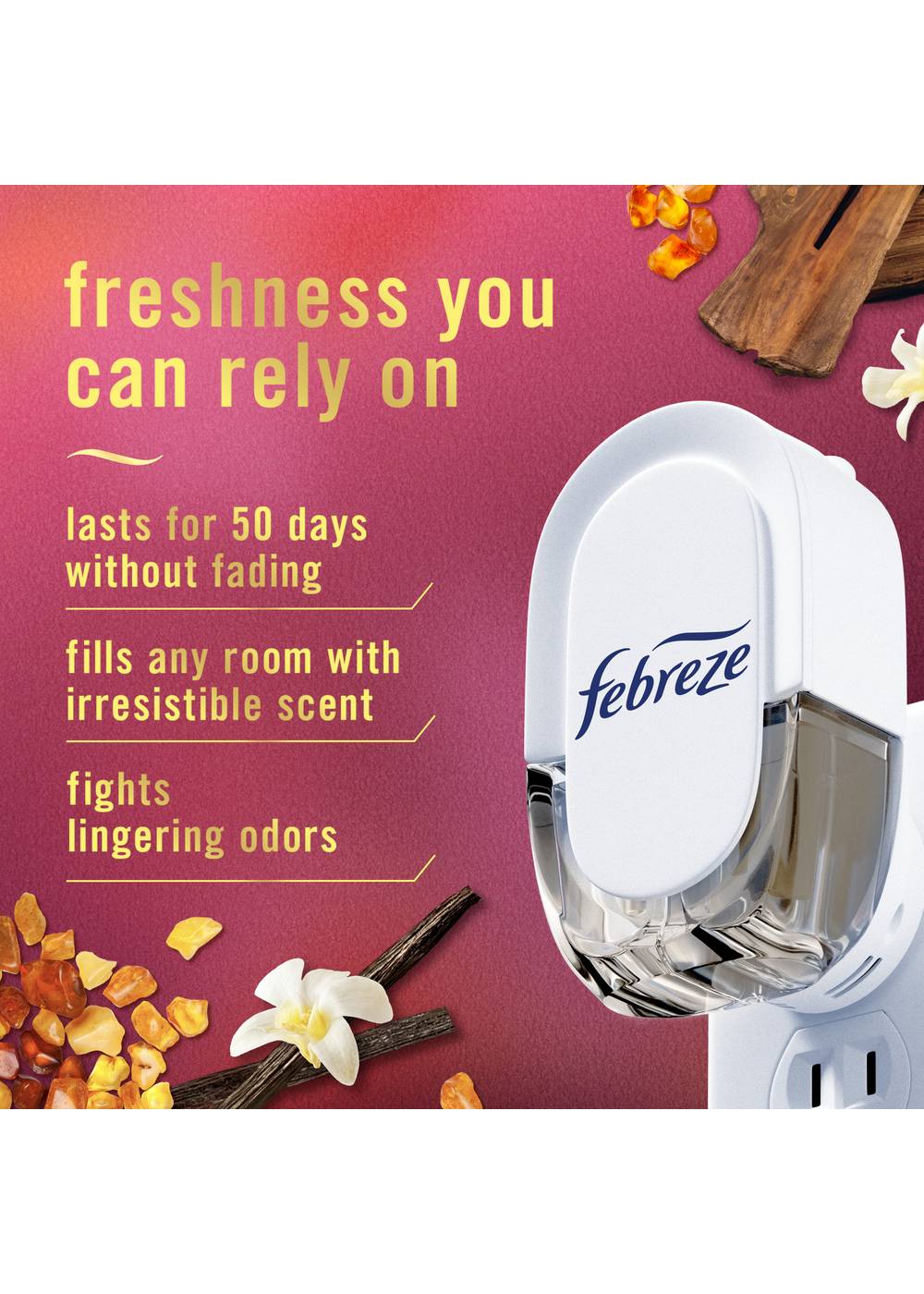 Febreze Luxe Plug In Air Freshener Odor-Fighting Scented Oil Refill - Vanilla Suede; image 3 of 9