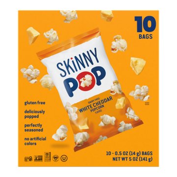 SKINNYPOP Dairy Free Popped Popcorn Multipack Bags - White Cheddar, 10 ct