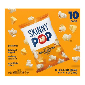 SKINNYPOP Dairy Free Popped Popcorn Multipack Bags - White Cheddar, 10 ct
