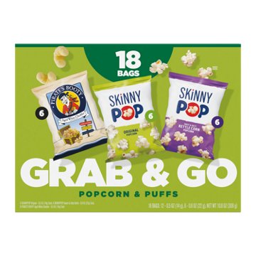 SKINNYPOP & Pirate's Booty Grab & Go Popcorn & Puffs Multipack Bags, 18 ct