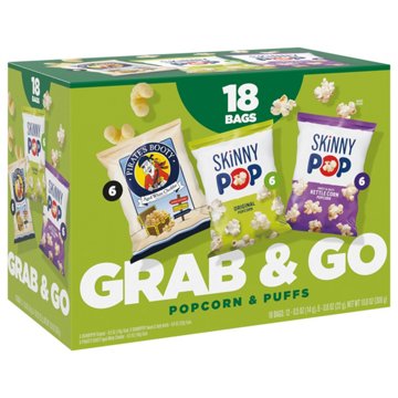 SKINNYPOP & Pirate's Booty Grab & Go Popcorn & Puffs Multipack Bags, 18 ct