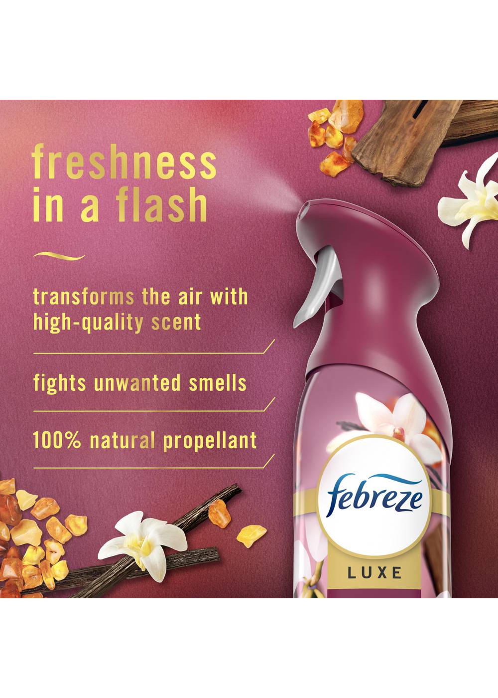 Febreze Luxe Air Freshener Odor-Fighting Room Spray - Vanilla Suede; image 7 of 7