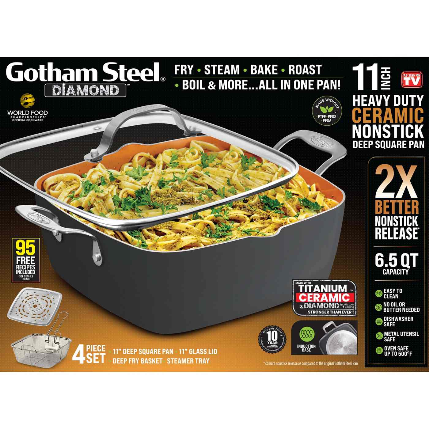 Gotham Steel Diamond Deep Square Fry Pan Set, 4 pc; image 1 of 10