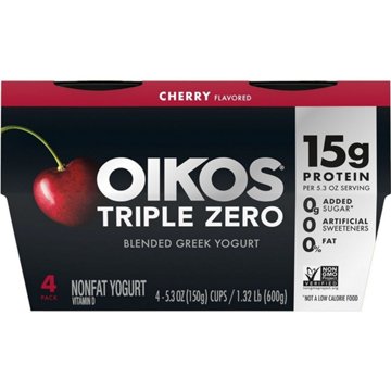 Oikos Triple Zero 15g Protein Blended Greek Yogurt - Cherry, 4 pk