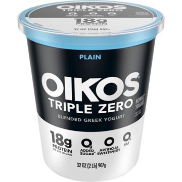 Oikos Triple Zero 18g Protein Greek Yogurt - Plain, 32 oz