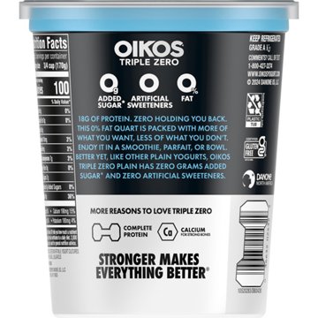 Oikos Triple Zero 18g Protein Greek Yogurt - Plain, 32 oz