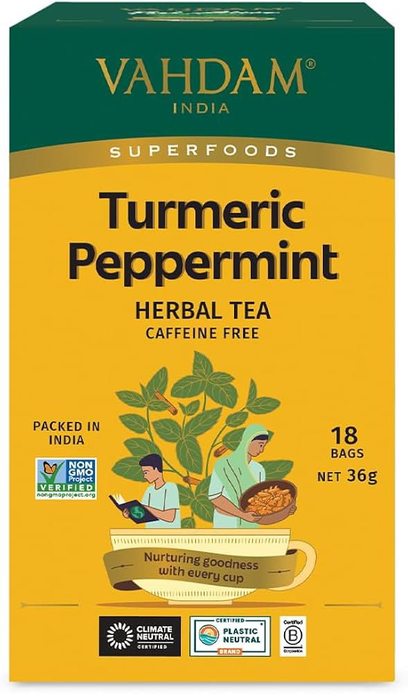 Vahdam Turmeric Peppermint Herbal Tea, 18 ct | Central Market - Really ...