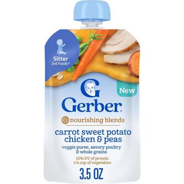 Gerber Baby Food Pouch - Carrot Sweet Potato Chicken & Peas