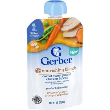 Gerber Baby Food Pouch - Carrot Sweet Potato Chicken & Peas