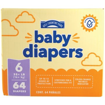 Hill Country Fare Baby Diapers Large Pack - Size 6, 64 ct