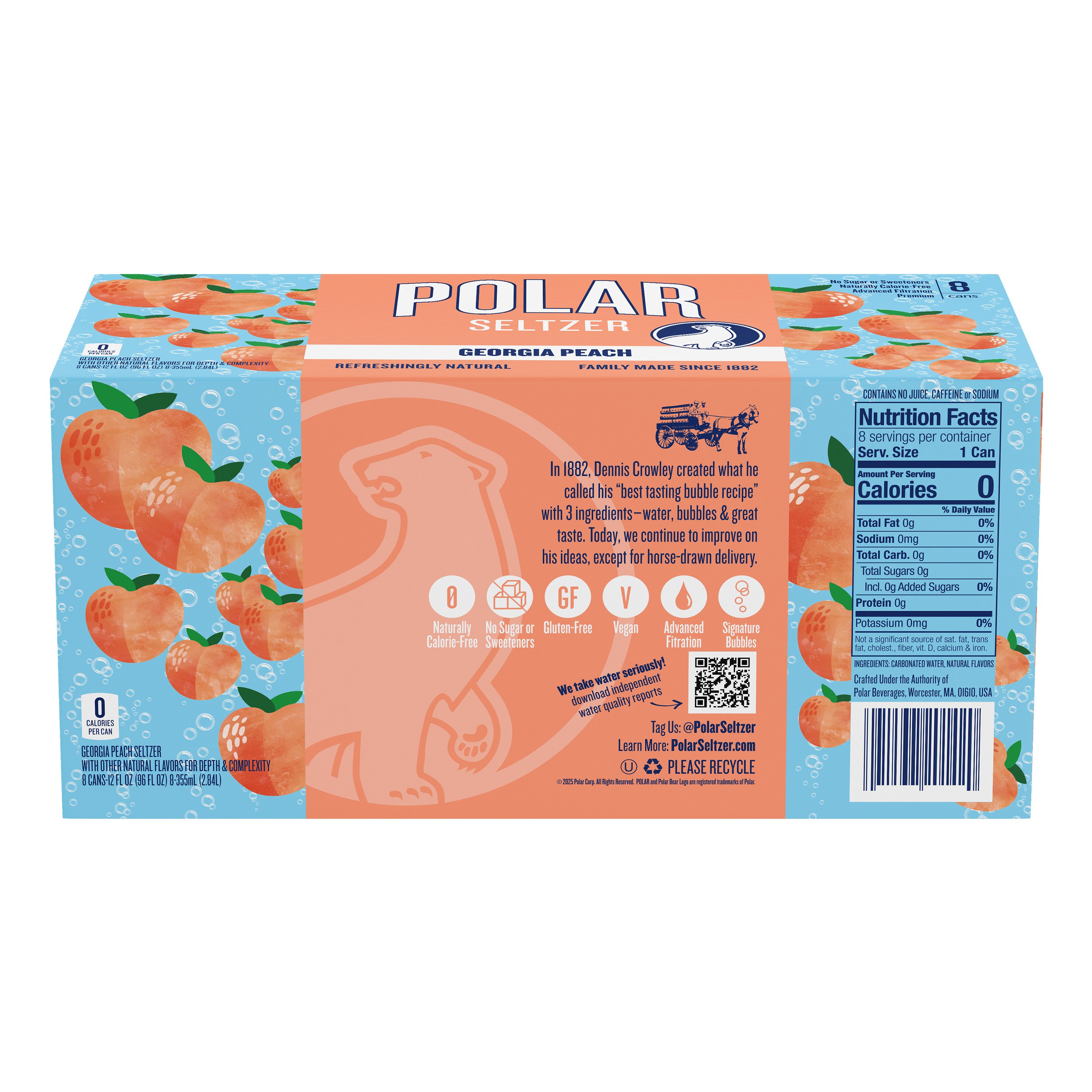 Polar Seltzer Water Georgia Peach 8 pk Cans - Shop Water at H-E-B