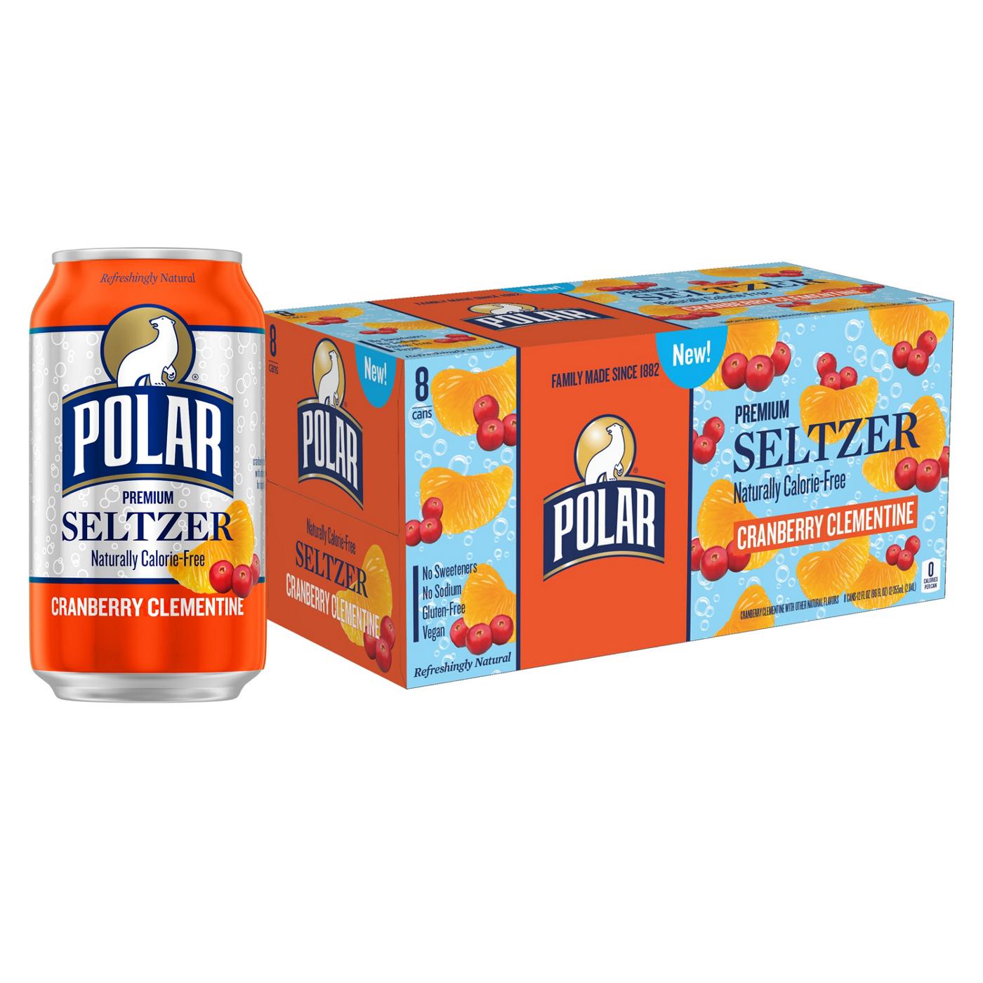 Polar Seltzer Water Cranberry Clementine 8 pk Cans; image 1 of 5